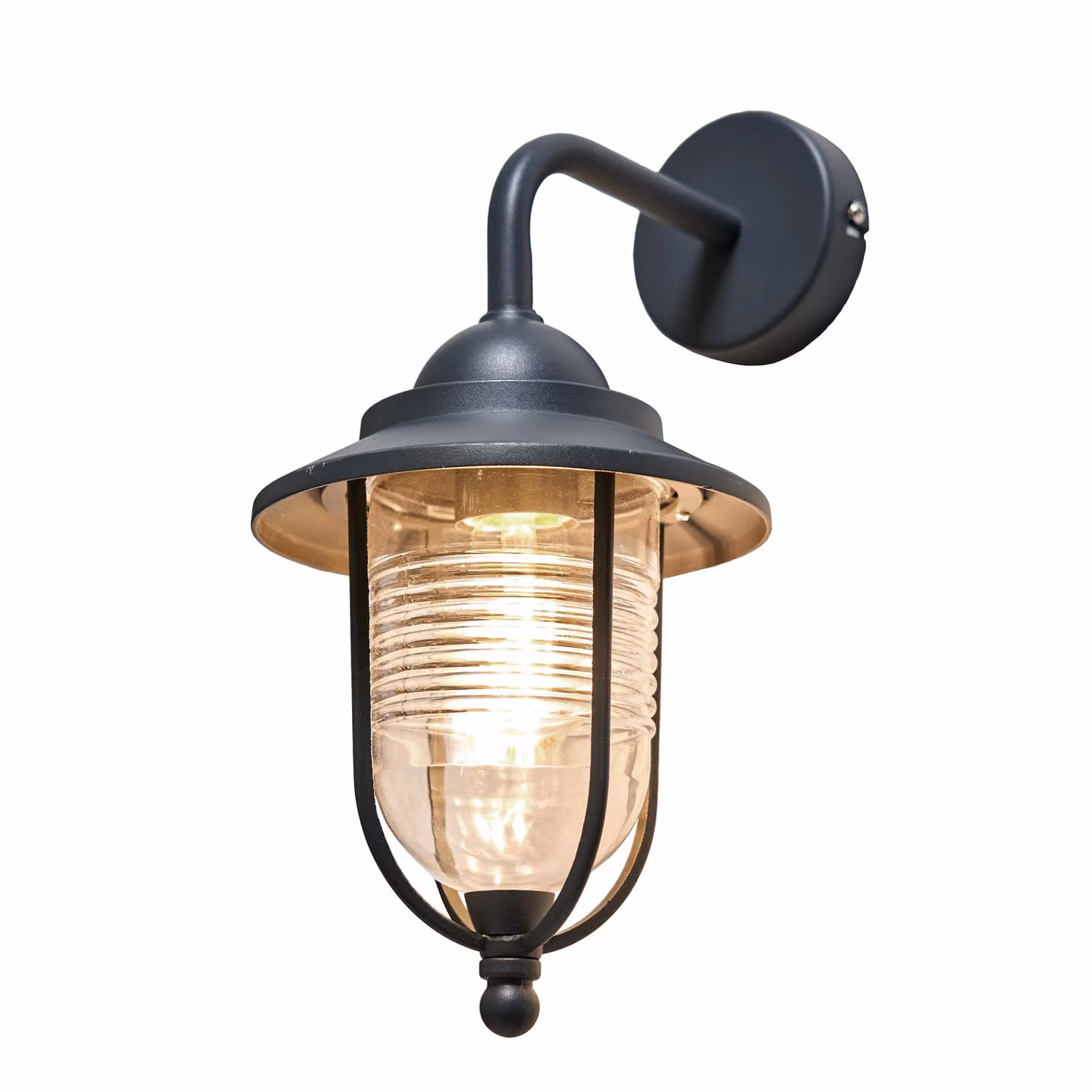 CGC Lighting Ayana Antique Charcoal Curved Fisherman Outdoor Wall Lantern in Dark Grey – 3