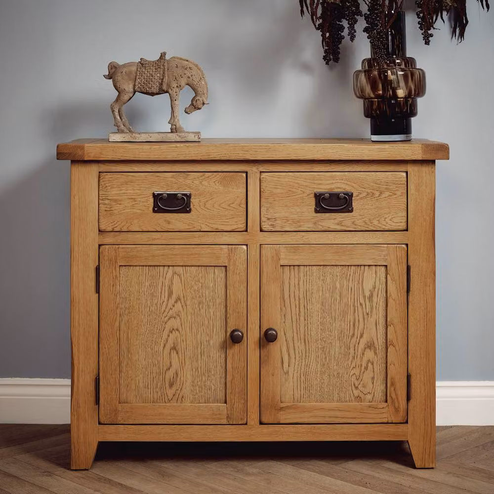 Elm Home And Garden Rustic Oak 2 Door 2 Drawer Sideboard Buffet in Brown – 2