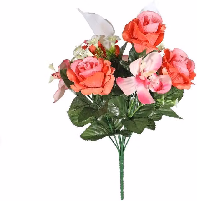 Kingsbury Gifts Pink Artificial Rose Mixed Bunch