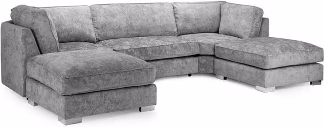 Furniture786Ltd Solana U-Shape Chenille Full Back Corner Sofa in Grey
