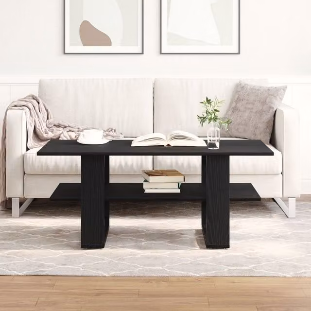 Berkfield Home Black Oak Coffee Table, W/D/H: 102 x 55 x 42 cm