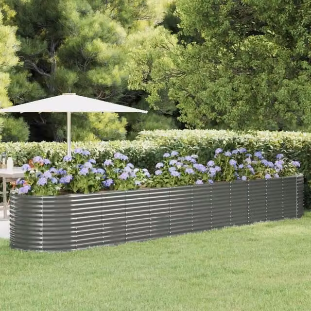 Berkfield Home Garden Grey Powder-coated Steel Raised Bed W: 507 cm, D: 100 cm, H: 68 cm – 1