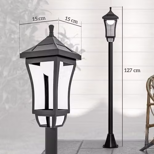 Outsunny Solar LED Garden Lamp Post Light, Cool White, Black, IP44 Waterproof, Height: 127 cm – 5