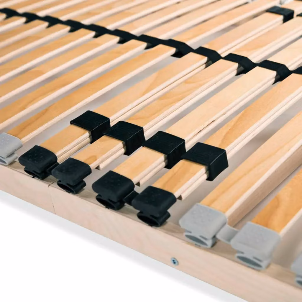 Berkfield Home Set of 2 Beige Slatted Bed Bases with 28 7-Zone Wood Slats, W: 70 cm, L: 200 cm – 3