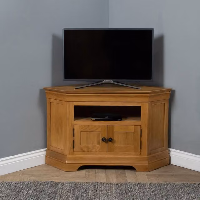 Elm Home And Garden Classic Oak Corner TV Unit in Brown