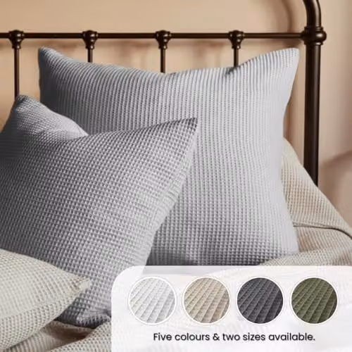 Allure Bath Fashions Waffle Cushion Covers 2 Pack, Grey, 50 x 50 cm, 100% Cotton – 4