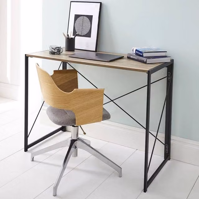 PAWNORA Brown Folding Rectangular Computer Desk