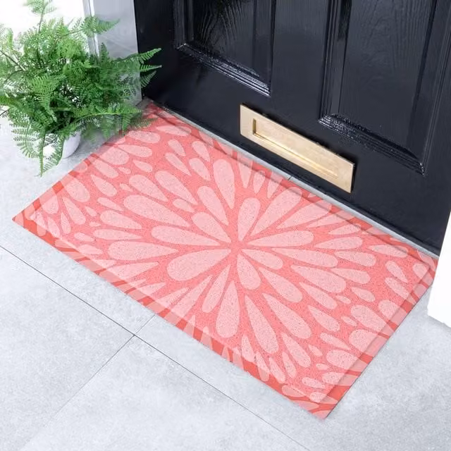 Artsy Mats Pink Petals Floral Indoor and Outdoor Doormat, W: 70 cm, D: 40 cm – 1