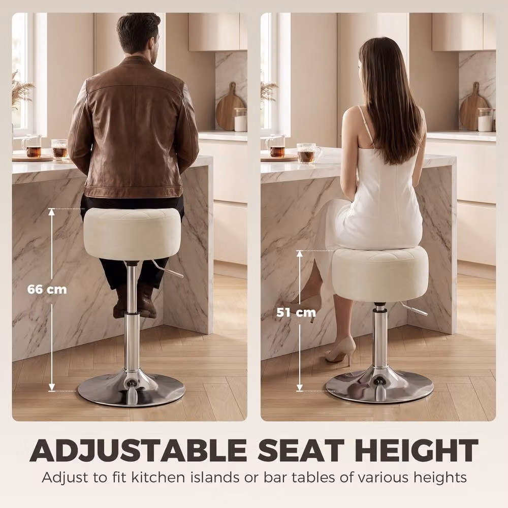HOMCOM Adjustable Swivel Bar Stool in Beige – 3