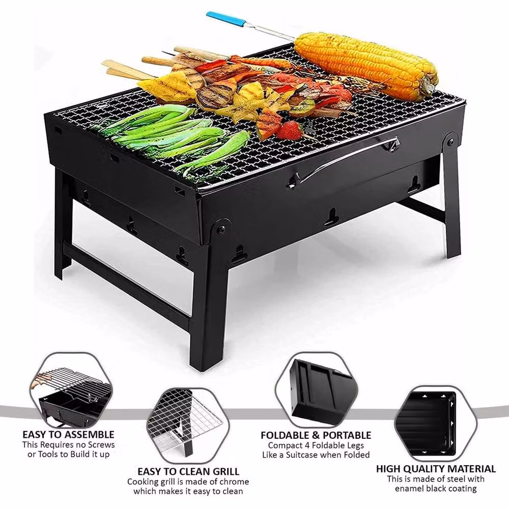 Havendro Portable Folding Charcoal BBQ Tabletop Grill in Black – 4