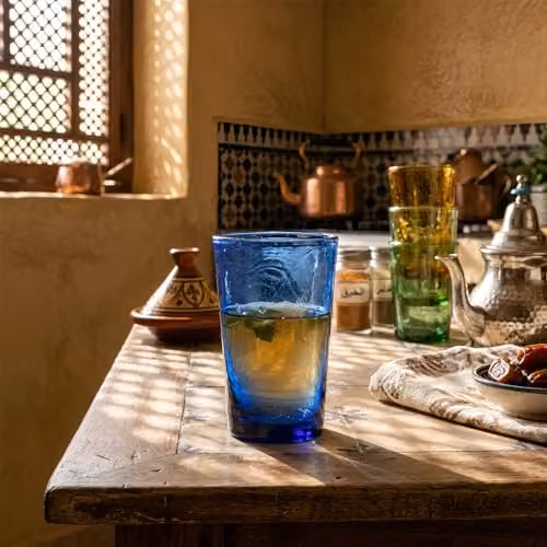 Nicola Spring Meknes Blue Hand-Blown Moroccan Glass Tumbler Set of 6, 325ml – 3