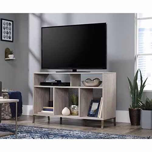 Teknik City Modern TV Stand in Beige Matt Wood and Metal – 2
