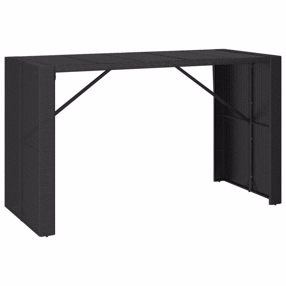 Berkfield Home Beautiful 9 Piece Black Poly Rattan and Solid Acacia Wood Garden Bar Set – 5