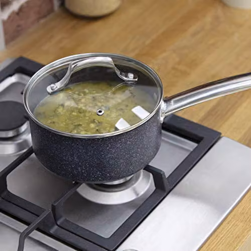 Tower Trustone 3 Piece Non Stick Induction Saucepan Set with Lids, Black – 7