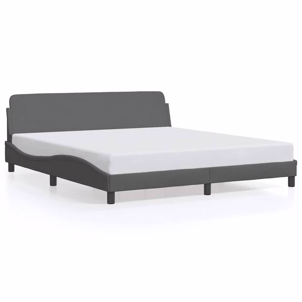 Berkfield Home Dover Upholstered Fabric Bed Frame in Dark Grey, W/D/H: 180 x 200 cm – 2