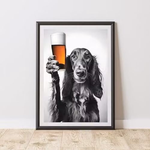60 Second Makeover Afghan Hound Drinking Beer Paper Poster, A4