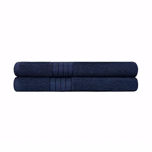 Brentfords Set of 2 Navy Blue Quick Drying Jumbo Cotton Bath Towels, W/D/H: 150 x 90 cm – 1