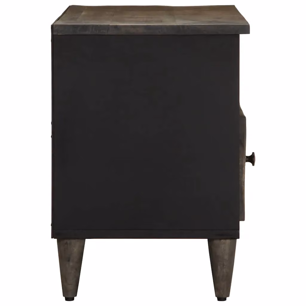 Berkfield Home Mid Century Mango Wood TV Cabinet in Black and Brown, W/D/H: 100 x 33 x 46 cm – 3