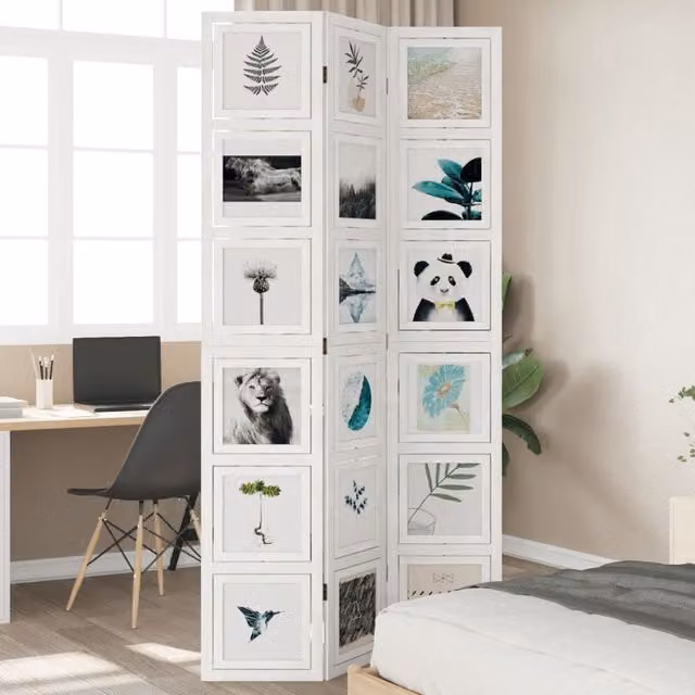 Berkfield Home 3 Panel White Solid Wood Paulownia Room Divider