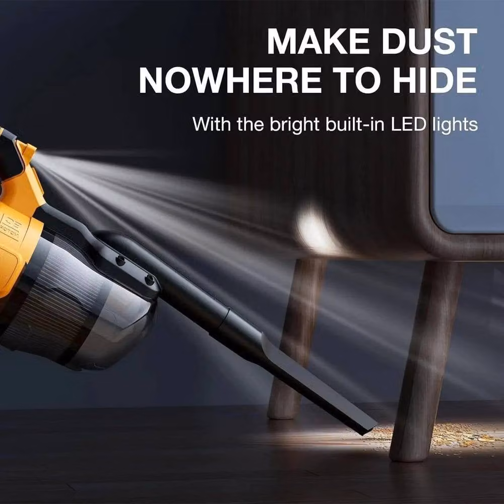 Nordara Cordless Handheld Vacuum Cleaner for DEWALT 20v Battery, Yellow and Black with HEPA Filter and Extension Pole – 1