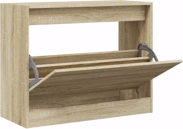 Berkfield Home Sonoma Oak Shoe Cabinet in Light Brown, W/D/H: 80 x 34 x 63 cm