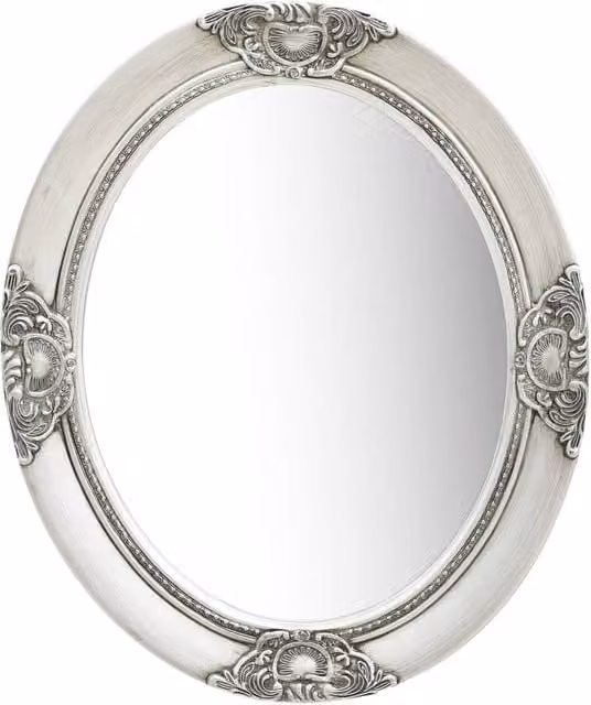 Berkfield Home Antique Baroque Style Rectangular Wall Mirror in Silver, W: 50 cm, H: 60 cm