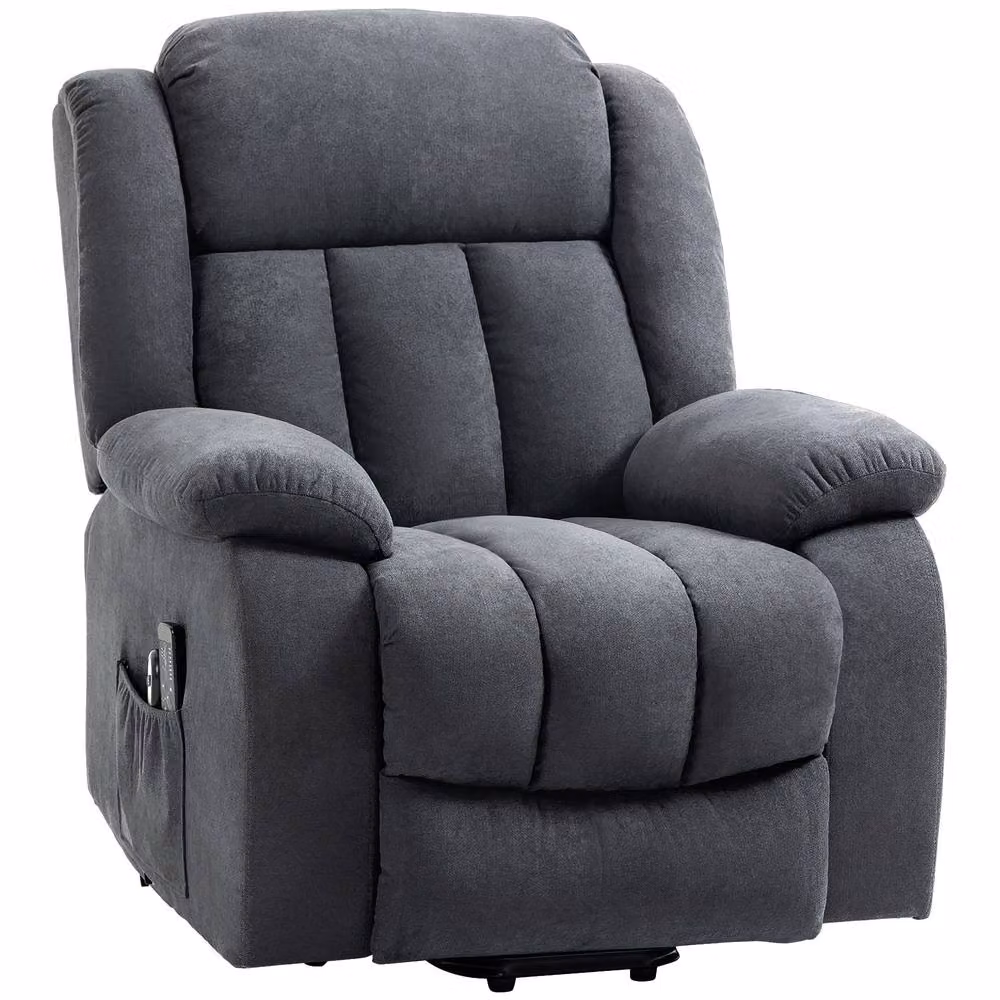 STILVORA Grey Fabric Powered Lift Assist Recliner Chair with Armrests – 4