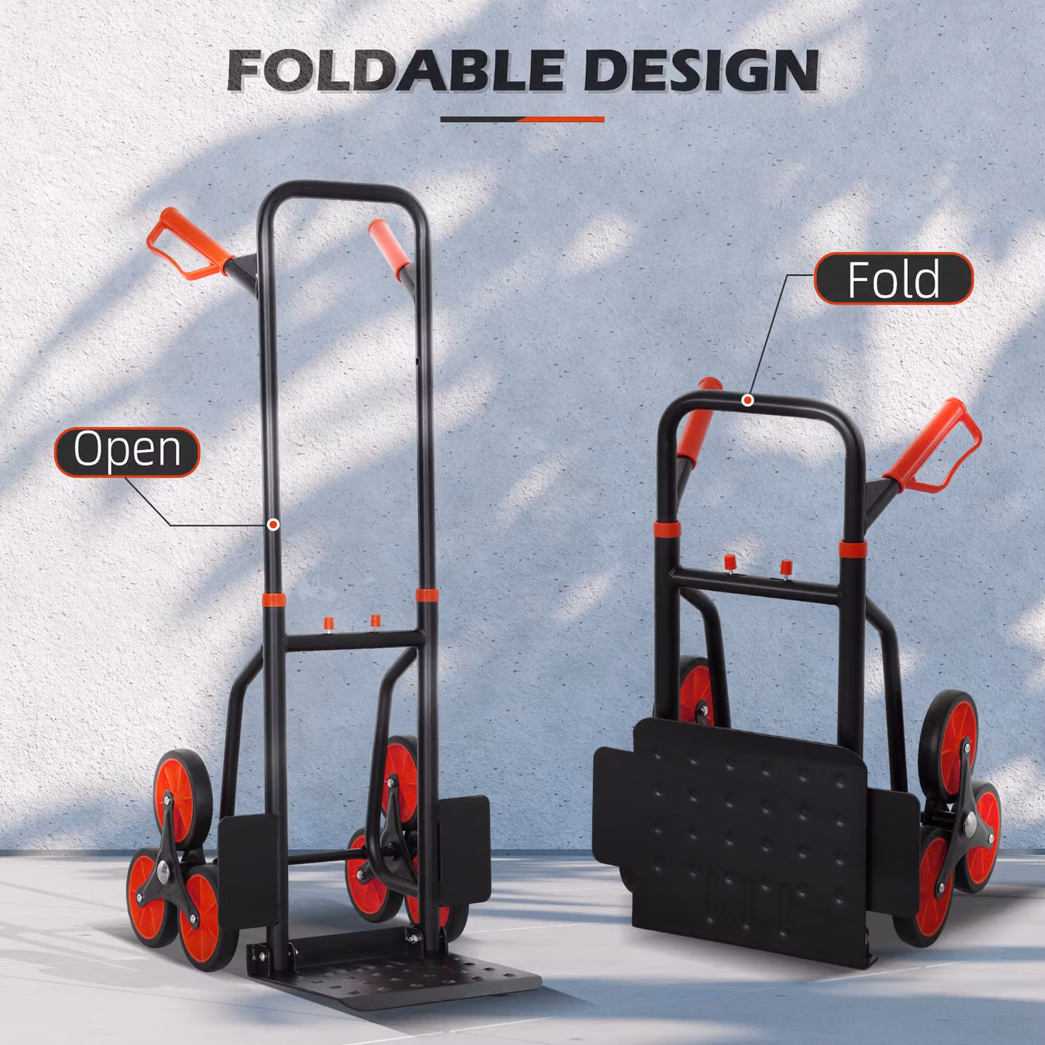 Durhand Steel 6-Wheel Climbing Handling Trolley and Hand Truck in Black, 150kg Load Capacity – 3