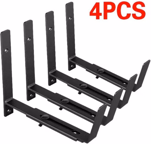 EONLION 4 Piece Adjustable Metal Window Planter Box Brackets in Black – 1