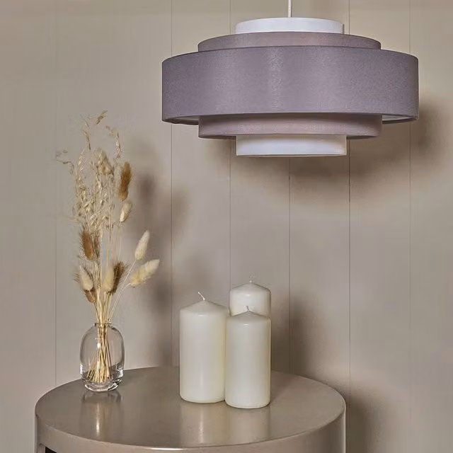 ValueLights Modern Grey Fabric Cylinder Ceiling Pendant Shade W/D/H: 19.0 x 35.0 x 60.0 cm