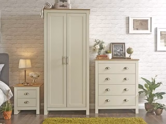 GFW Lancaster 3 Piece Bedroom Furniture Set in Cream and Oak – 1