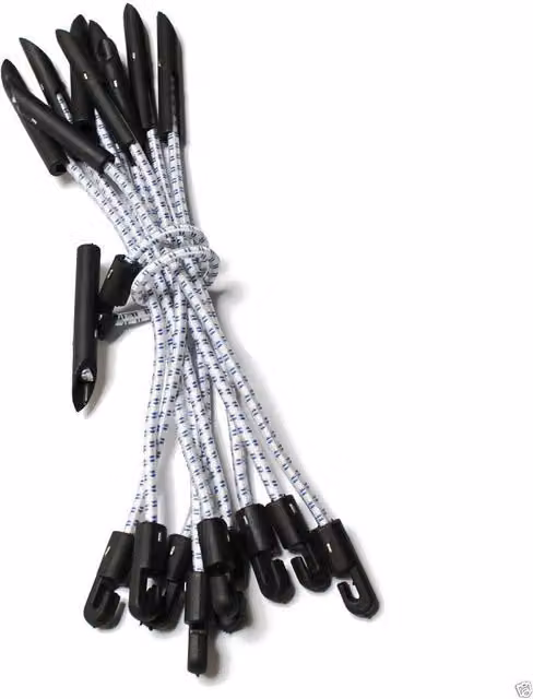 True Products Elastic Bungee Toggle Tie Down Shock Cord, White, Pack of 10