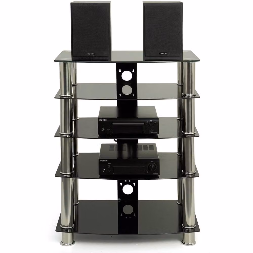 Centurion Supports Galago Contemporary Black Glass AV Separates Stand with 5 Shelves, W/D/H: 82.5 x 60 x 44 cm – 8
