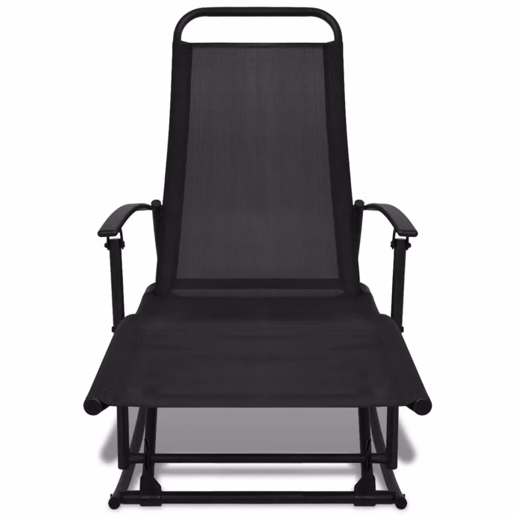 Berkfield Home Garden Black Rocking Chair with Powder Coated Steel Frame and Textilene Fabric – 1