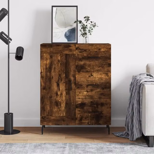 Berkfield Home Modern Smoked Oak Sideboard in Brown, W/D/H: 69.5 x 34 x 90 cm