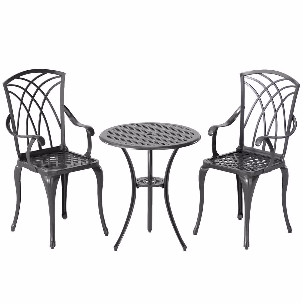 Wyld Haus Sazzotti 2 Seater Bistro Set with Round Powder Coated Aluminium Table in Brown and Black – 2
