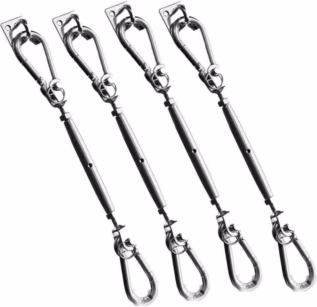 Primrose Silver Stainless Steel Shade Sail Fixing Kit with 4 Corner Tensioners
