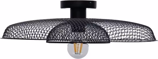 First Choice Lighting Cassidy Black Metal Wire Layered Flush Ceiling Light