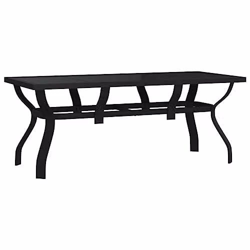 vidaXL Extendable Rectangular Garden Table in Black Powder Coated Steel and Glass, W/D/H: 180 x 80 x 70 cm – 1