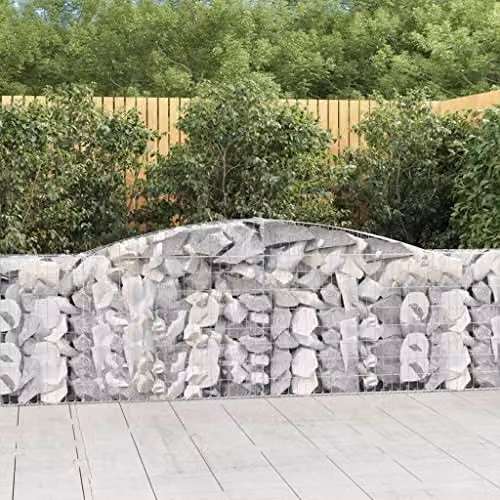 vidaXL Arched Gabion Baskets, 25 Pieces, Silver Galvanised Steel Wire Mesh, W/D/H: 400 x 30 x 80/100 cm – 2