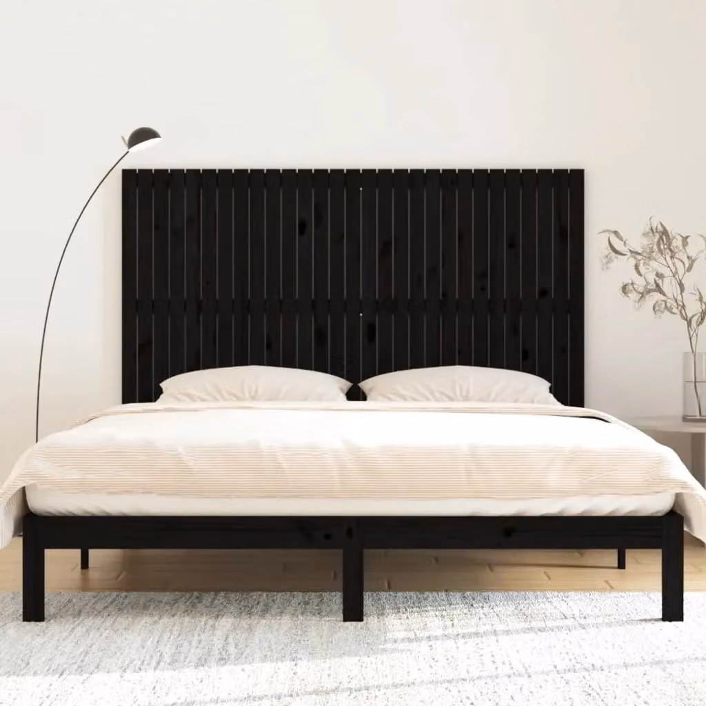 Berkfield Home Black Rustic Solid Pine Wall Mounted Headboard W/D/H: 185 x 3 x 110 cm – 3