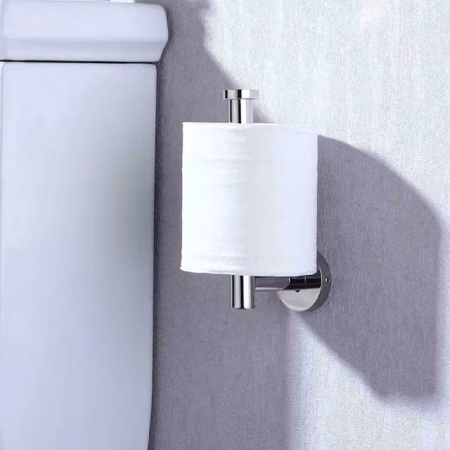 PAWNORA Wall Mounted Stainless Steel Toilet Roll Holder Dispenser in Silver