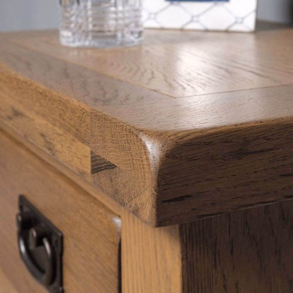 Elm Home And Garden Rustic Oak 3 Drawer Bedside Cabinet in Brown – 5