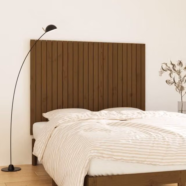 Berkfield Home Wall Headboard in Honey Brown Solid Pine Wood, W: 146.5 cm, D: 3 cm, H: 110 cm