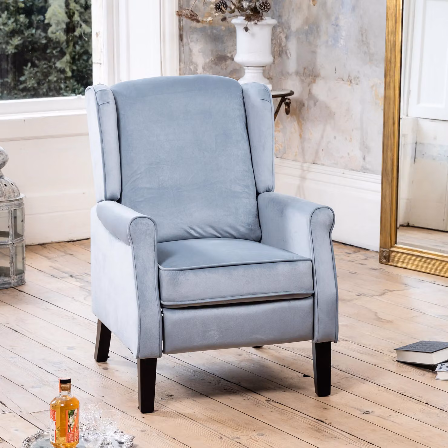 Artemis Home Barksdale Classic Recliner Armchair in Light Blue Velvet Fabric – 2