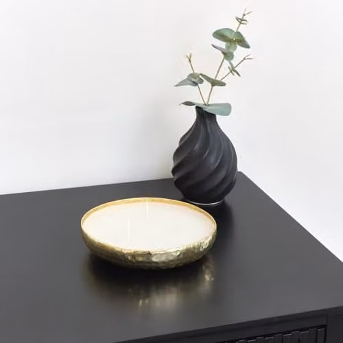 Melody Maison Round Hammered Gold 3 Wick Metal Candle Pot – 2