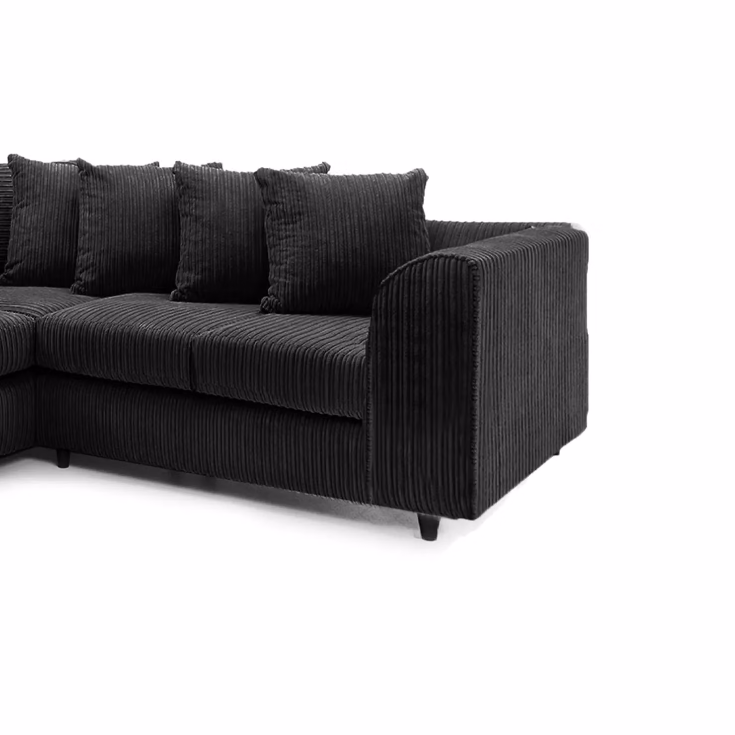 Furnishings For Less UK Ferguson 5 Seater L-Shaped Corner Sofa in Black Jumbo Cord Fabric with Scatter Back – 3