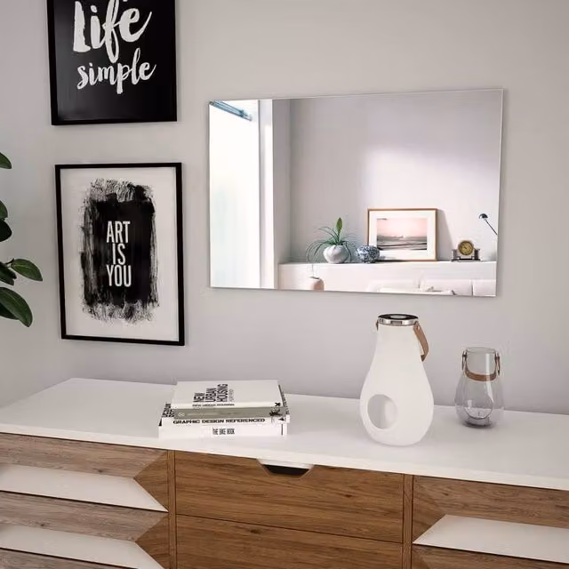 Berkfield Home Rectangular Minimalist Glass Wall Mirror in Silver, W: 60 cm, H: 40 cm – 1