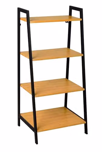 Spot on Dealz 4 Tier Oak Ladder Shelf Freestanding Narrow Bookcase and Display Stand, W/D/H: 30 x 30 x 90 cm – 1