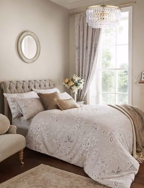 Laura Ashley Rowsham Garden Floral Bedding Set, Natural Mix, 100% Cotton, Reversible, W: 200 cm x L: 200 cm